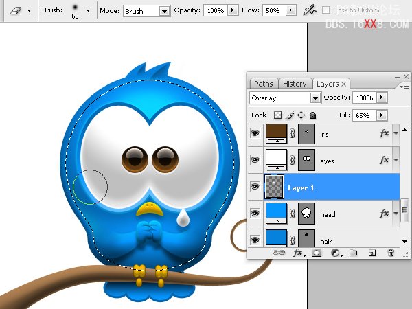PhotoShop绘制可爱的Twriter小鸟的教程