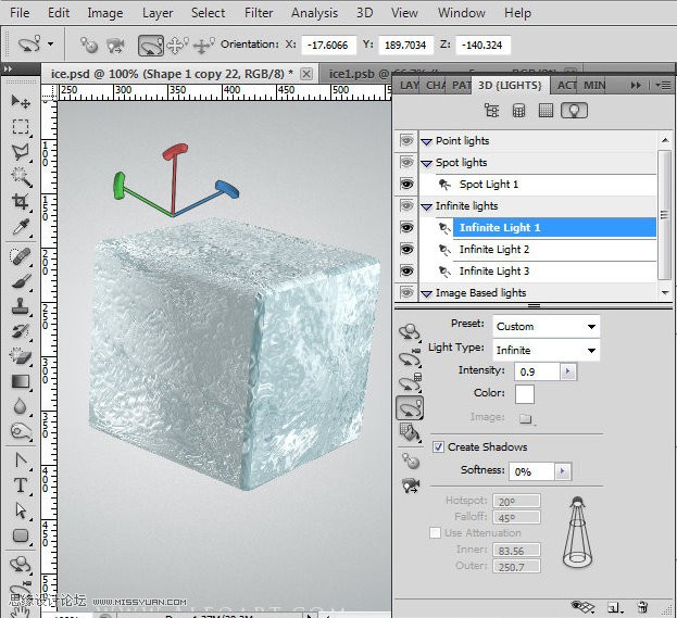 ps CS5利用3D功能打造逼真冰冻樱桃特效