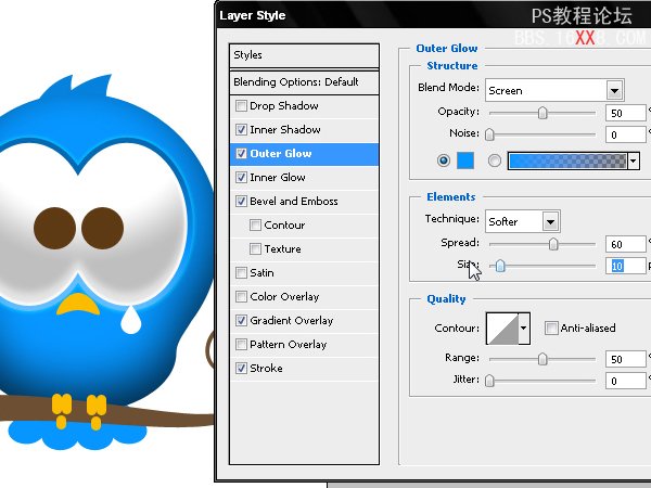 PhotoShop绘制可爱的Twriter小鸟的教程