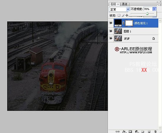 Photoshop調色教程:暗調藝術火車圖片