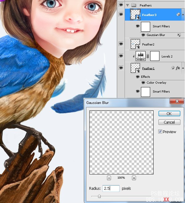 PHOTOSHOP教程:創(chuàng)建一個夢幻的小鳥女孩畫像