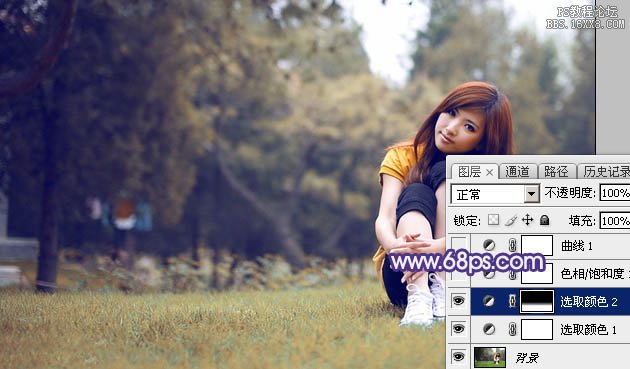ps调出紫黄色调教程