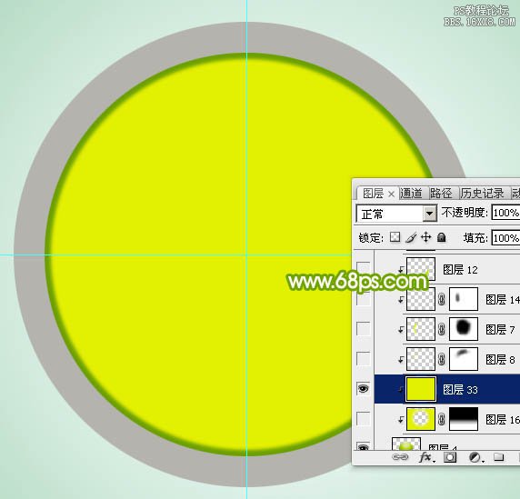 ps绿色圆形水晶按钮教程
