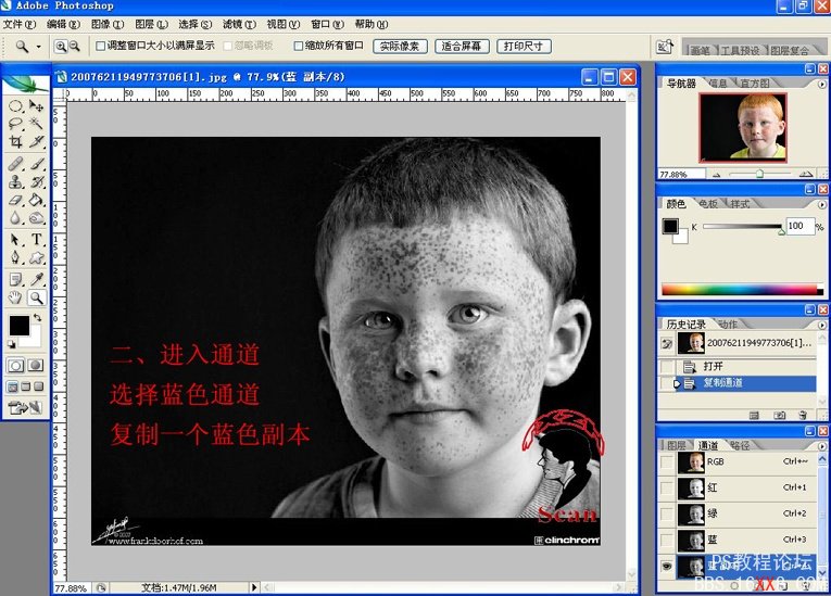 PS磨皮教程:用Photoshop通道去除雀斑