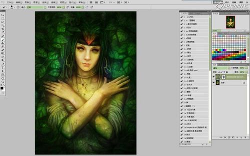 ps CS5绘制丛林花妖油画风格插画教程