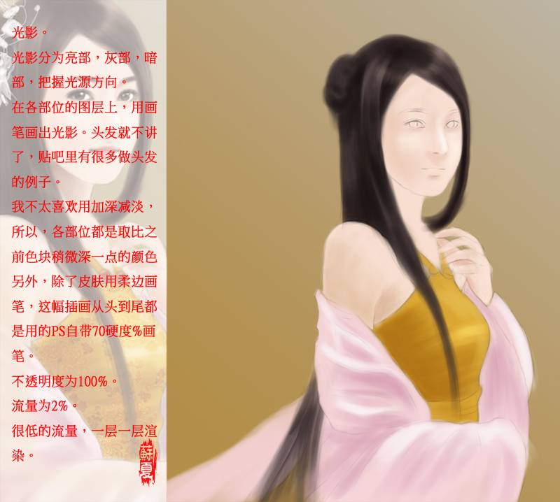 PS手绘古装言情风美女插画