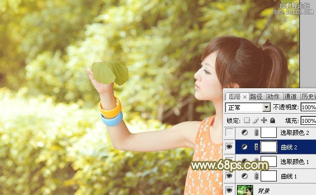 ps綠樹邊的非主流美女教程