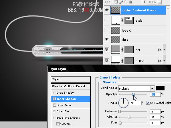 Photoshop繪制漂亮?xí)r尚的MP3播放器