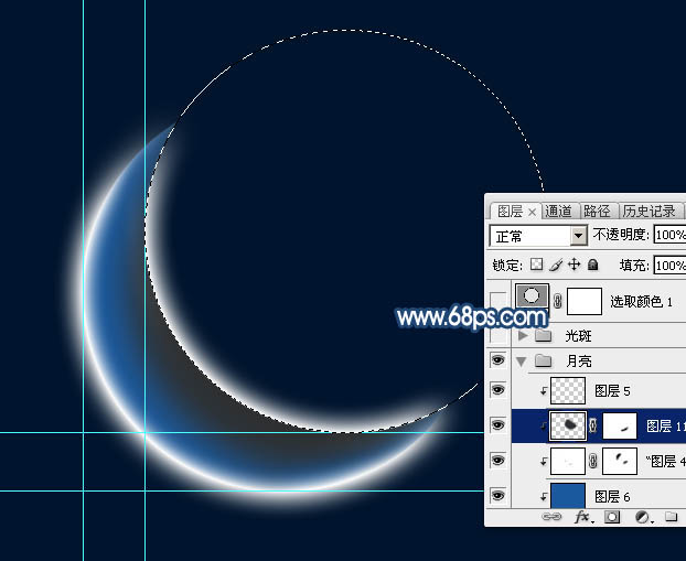 鼠绘月亮，ps鼠绘一弯发光的月亮