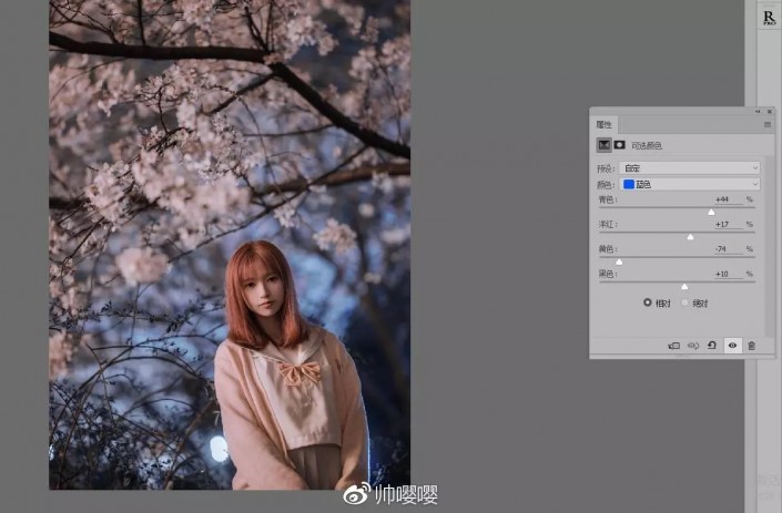 人物调色，用PS打造唯美的夜景樱花人像