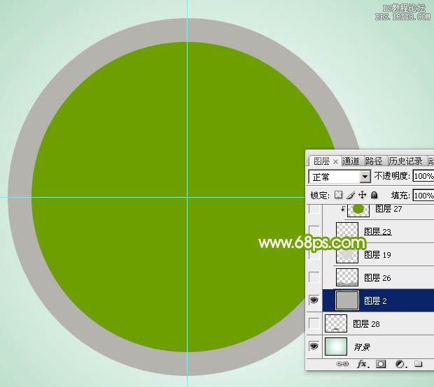 ps綠色圓形水晶按鈕教程