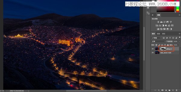 夜景照片，通过PS对夜景照片进行后期修图