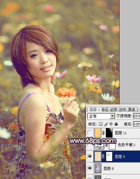 Photosho處理花景美女圖片流行的淡暖色