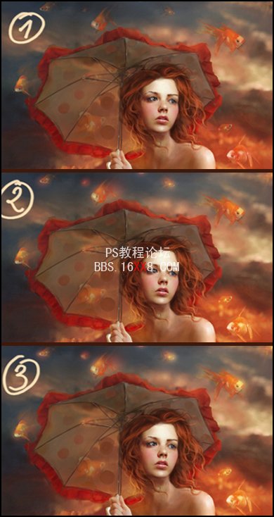 Photoshop创作解析:雨伞下的天空