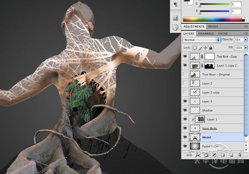 ps合成制作树根人体超自然蜕变场景教程