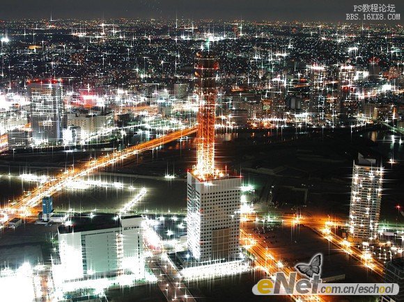 使用ps濾鏡制作五光十色的城市夜景