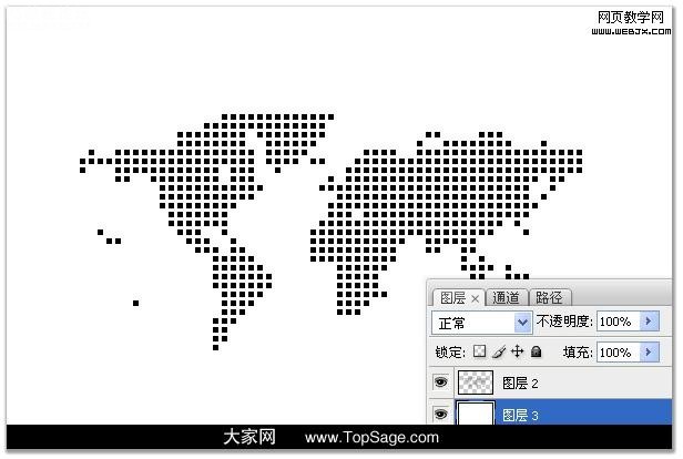 PS教程:制作漂亮的数码点阵构成的世界地图