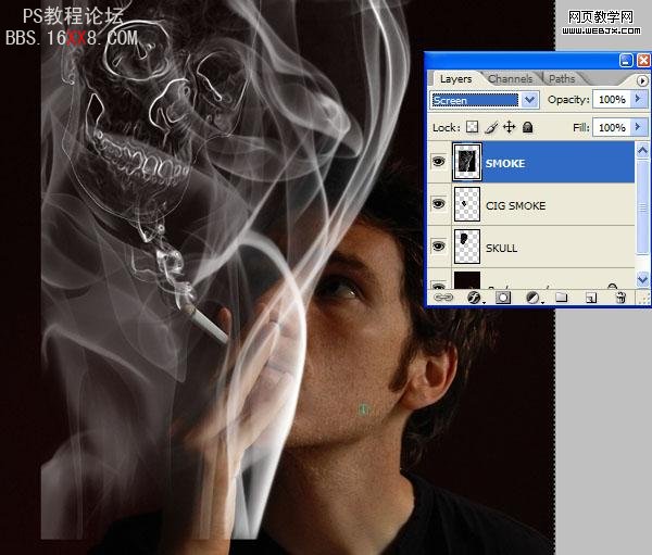 PS合成教程:制作骷髅烟雾禁烟标志