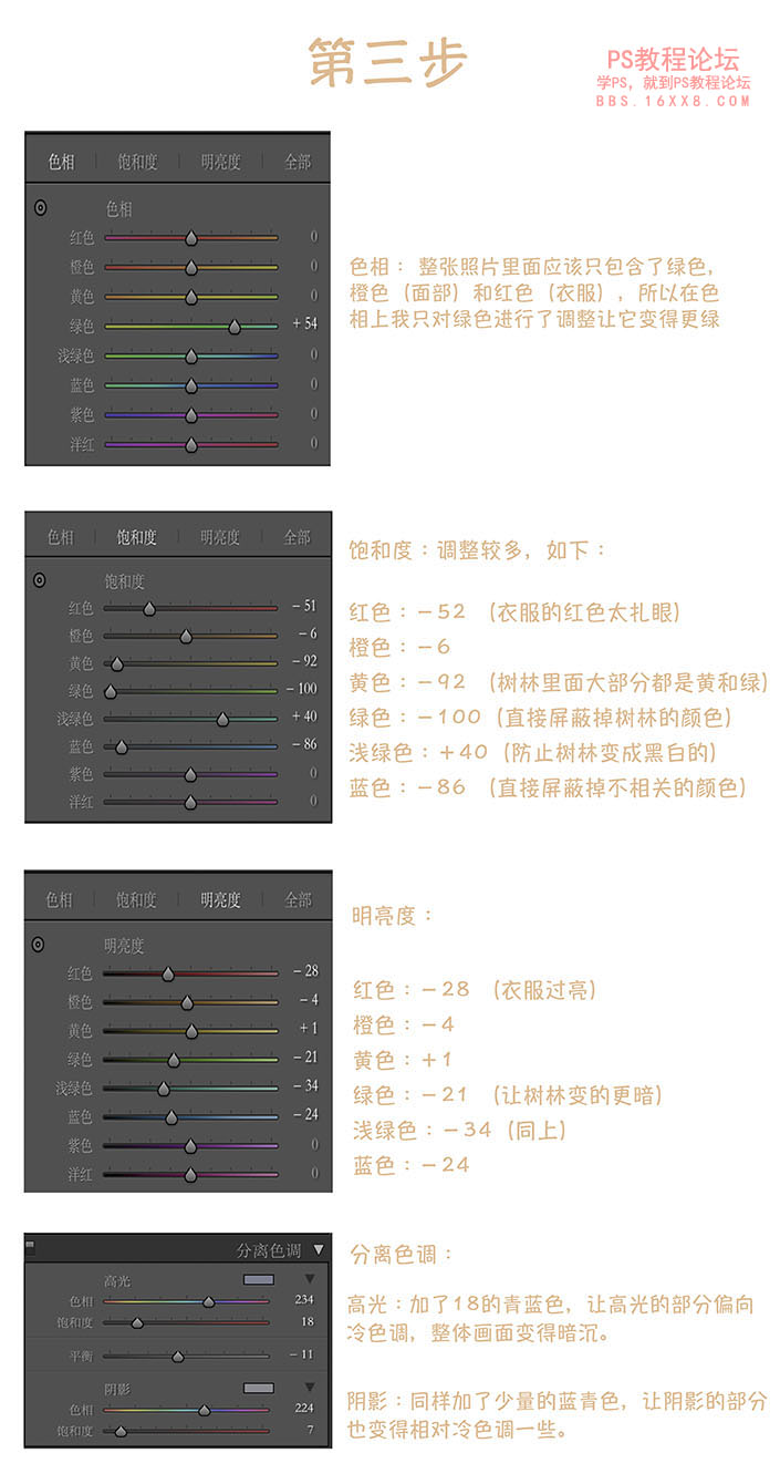 暗黑系，森林寫真暗黑系調色教程