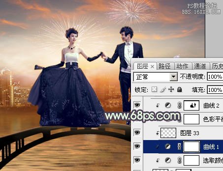 ps給婚片合成華麗背景教程