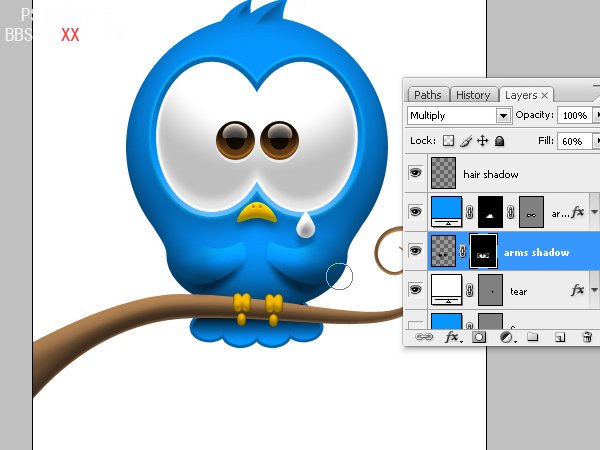 PhotoShop绘制可爱的Twriter小鸟的教程