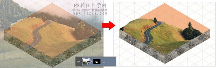 照片合成，用PS和成一幅超现实的3D等距图标风景画