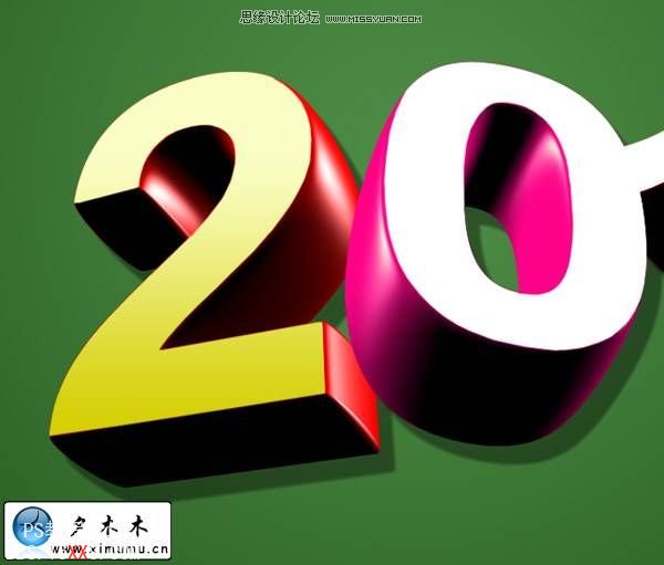 PS教程:制作3D版的2010艺术字特效