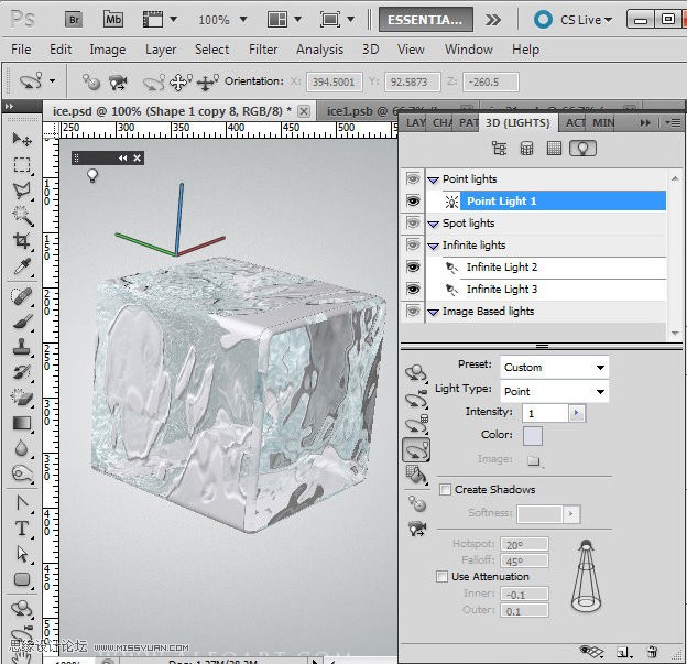 ps CS5利用3D功能打造逼真冰冻樱桃特效