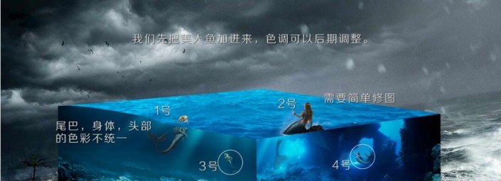 海報合成，后期合成啤酒創意美人魚海洋照