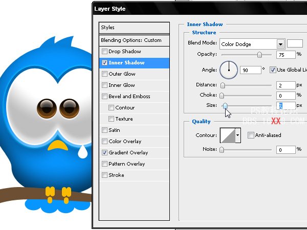 PhotoShop绘制可爱的Twriter小鸟的教程