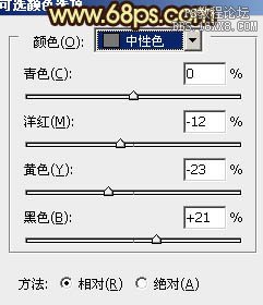 ps處理樹林模特圖片柔和的青褐色