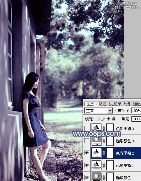 ps非主流教程：古典藍色非主流美女