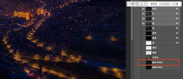 夜景照片，通過PS對夜景照片進行后期修圖