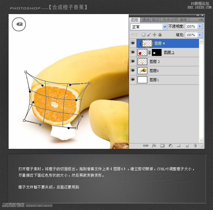 ps合成香蕉外形的橙子教程