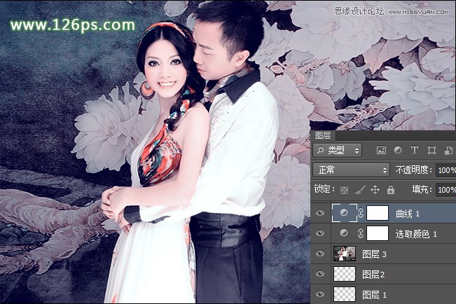 ps cs6调出复古唯美情侣照