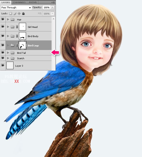 PHOTOSHOP教程:創(chuàng)建一個夢幻的小鳥女孩畫像