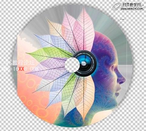 Photoshop實例教程:有花朵反射效果的光盤