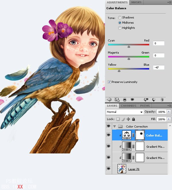 PHOTOSHOP教程:創(chuàng)建一個夢幻的小鳥女孩畫像
