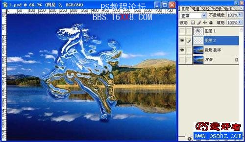 photoshop合成教程:水上跃起的骏马