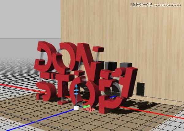 3D字体，通过PS制作红色积木立体文字图片