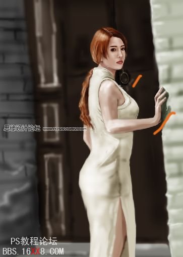 Photoshop教程:手繪中國風的旗袍美女