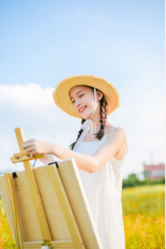 人像后期，通过PS把室外拍摄的人像调出田园少女风格的色调