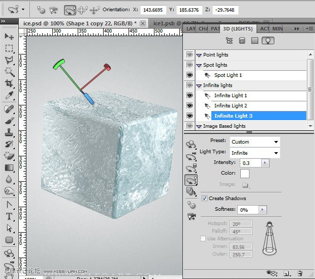 ps CS5利用3D功能打造逼真冰冻樱桃特效