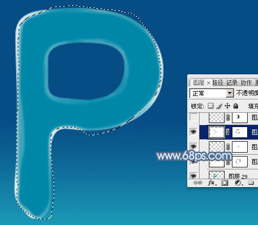 ps制作逼真的蓝色水滴字