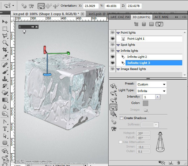 ps CS5利用3D功能打造逼真冰冻樱桃特效