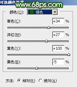 绿色调，调出暗色调下雨效果照片