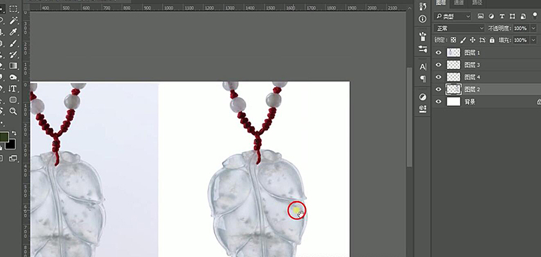 产品修图，给项链玉叶子吊坠进行精修