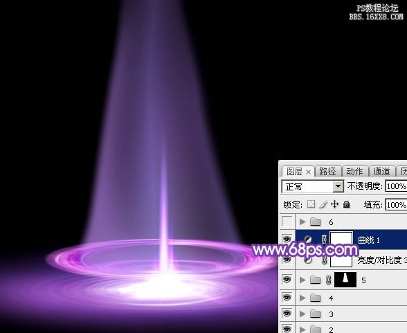 ps滤镜制作圆环形紫色光束