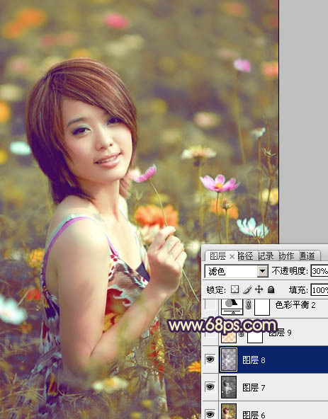 Photosho處理花景美女圖片流行的淡暖色