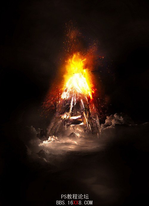 PS合成非常震撼的火山噴發字